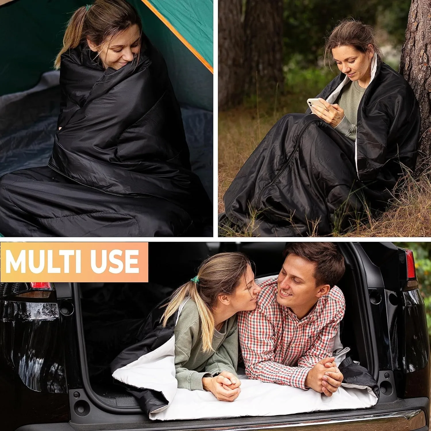 Zone Tech Convertible Queen Size Sleeping Bag with Camping Pillow Outdoor Accessories